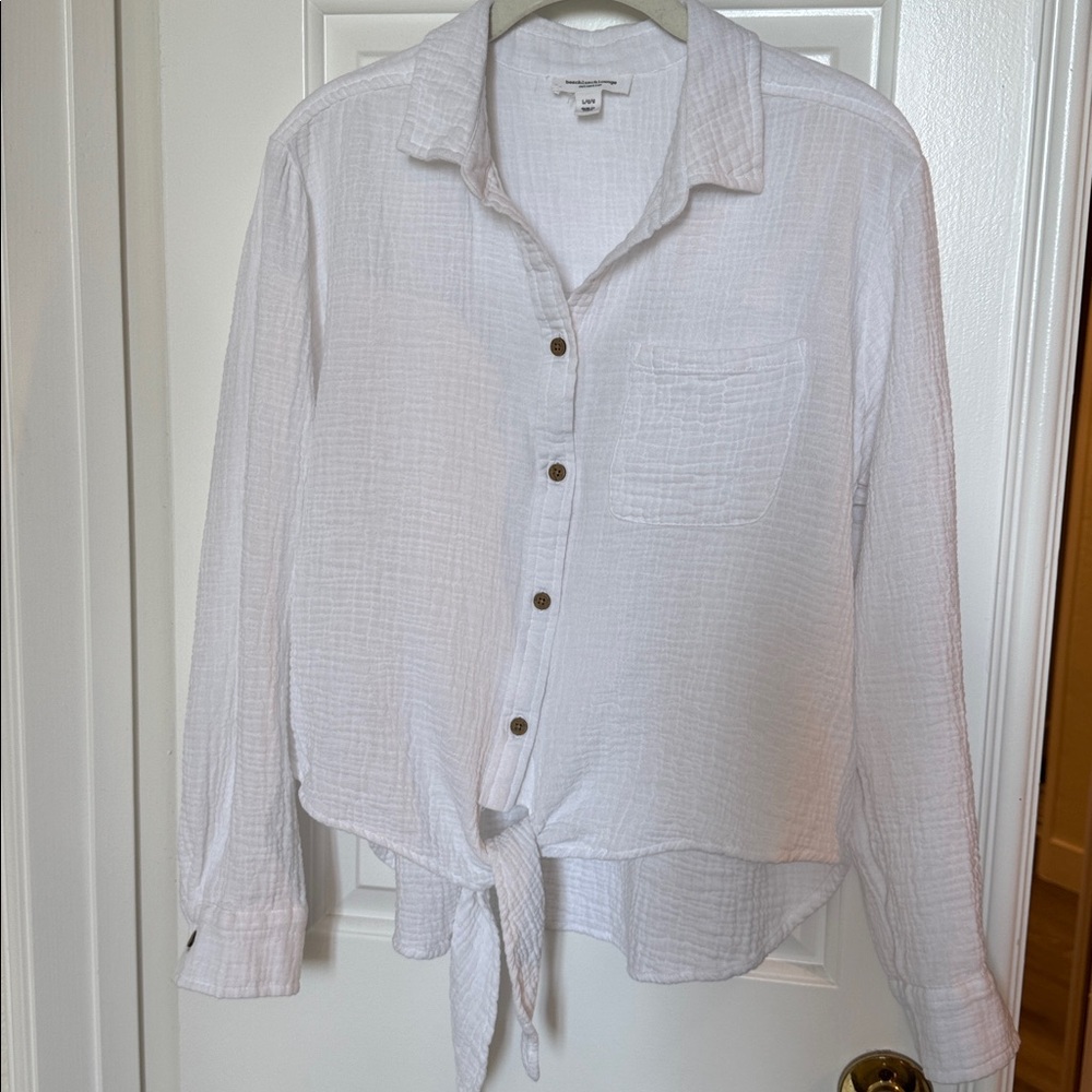 Beachlunchlounge White Textured Shirt L